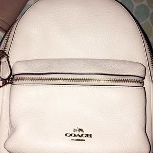 White coach pebble-leather backpack